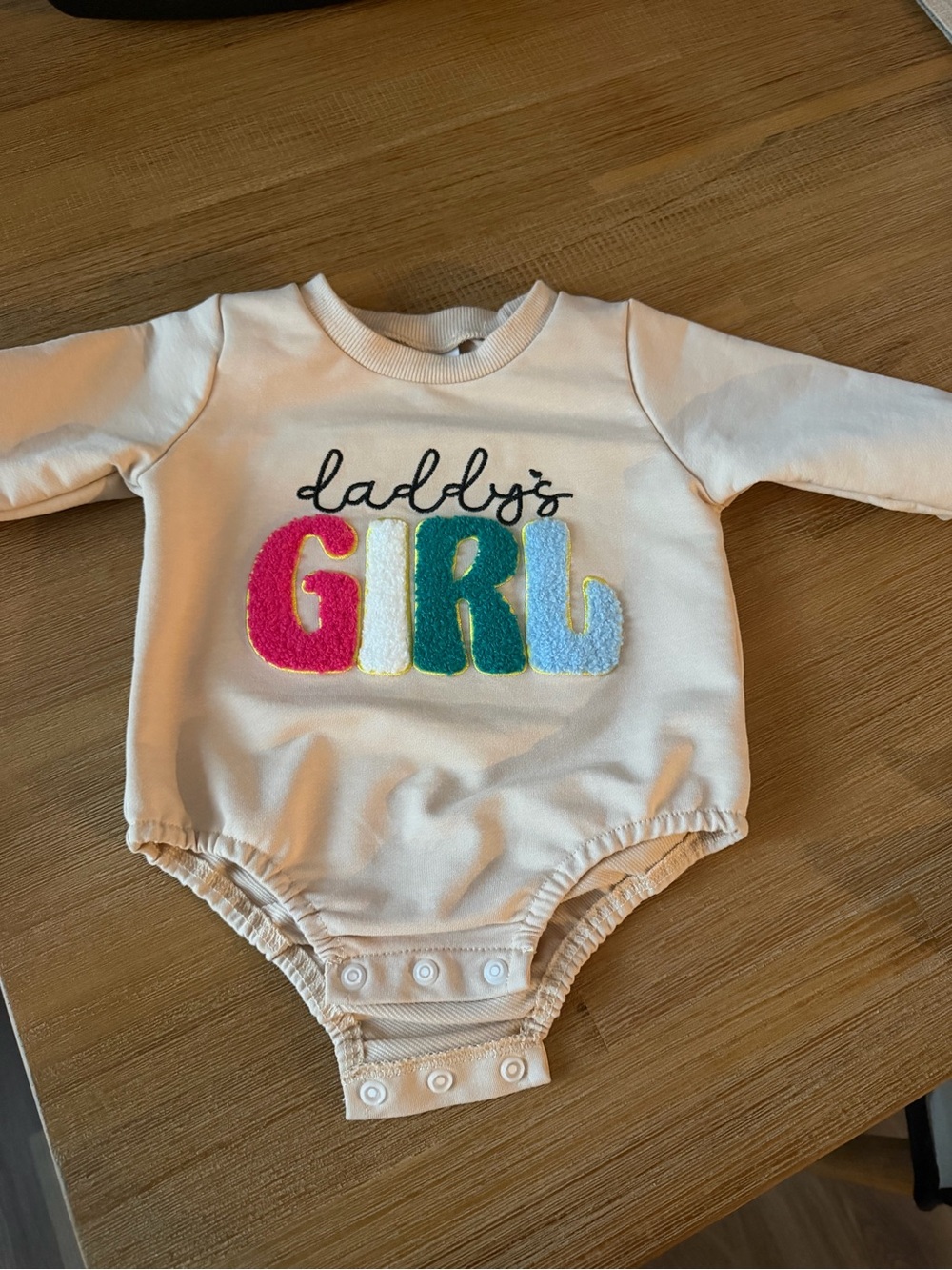 Baby Girls "Daddy's Girl" Cream One-Piece Bodysuit with Colorful Applique